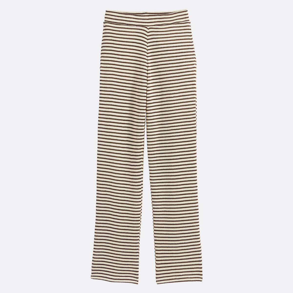 Pantalon large en maille rayée rayé marron/écru, LA REDOUTE COLLECTIONS