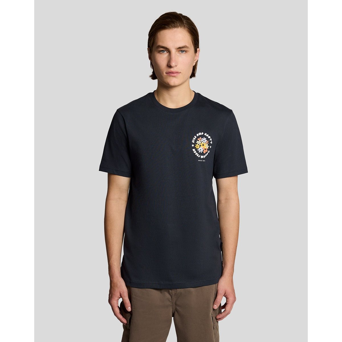 T-shirt nature à imprimé graphique bleu foncé marine, LYLE & SCOTT