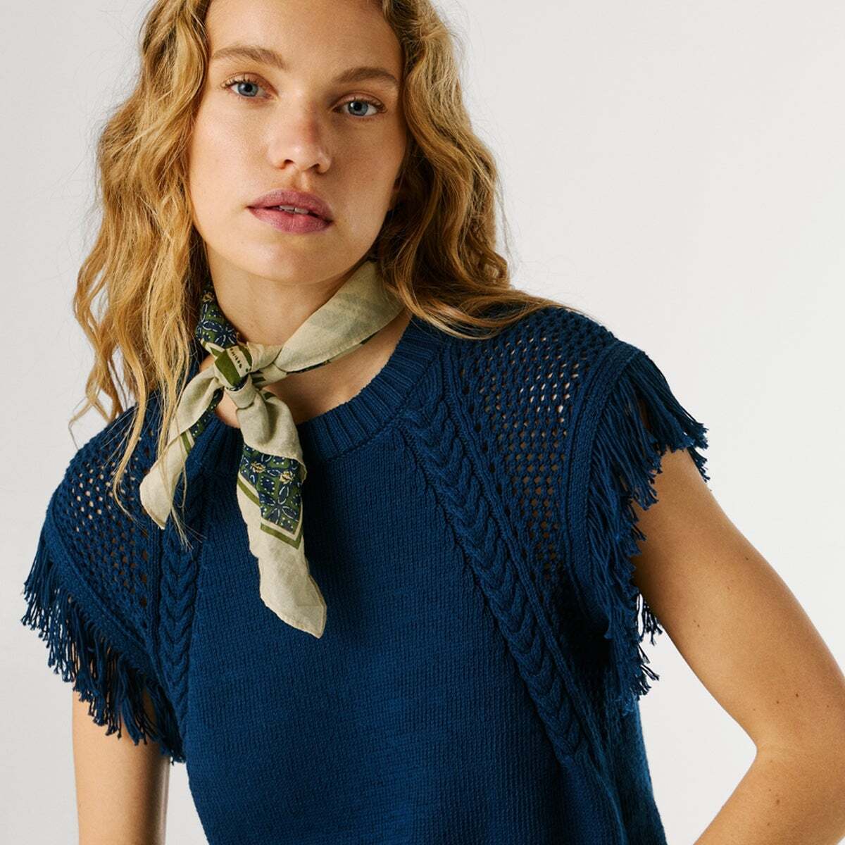 Gilet À Col Rond En Maille bleu des profondeurs, PEPE JEANS