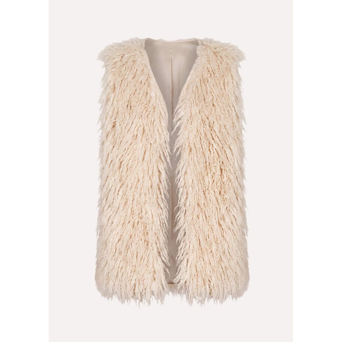 Veste courte en imitation fourrure sans manches ecru, LA FEE MARABOUTEE