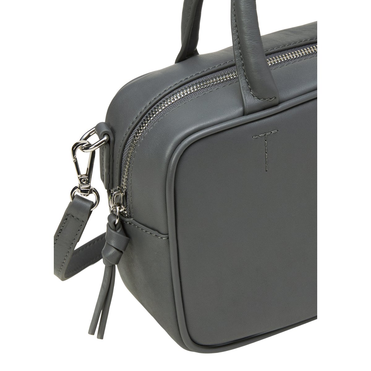 Sac à bandoulière small en cuir de vache noble gris foncé, MARC O'POLO
