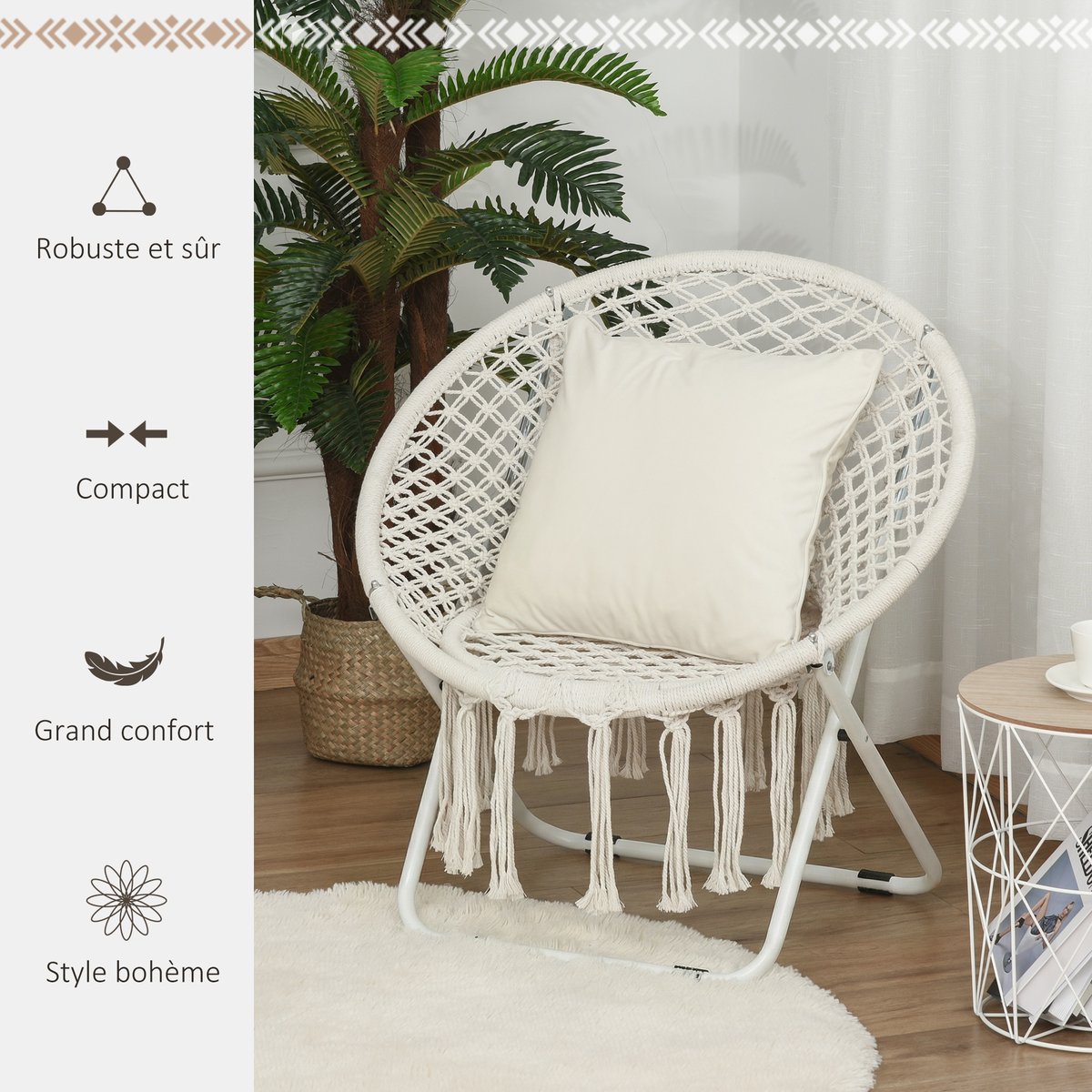 Chaise Moon Coton Beige beige, OUTSUNNY