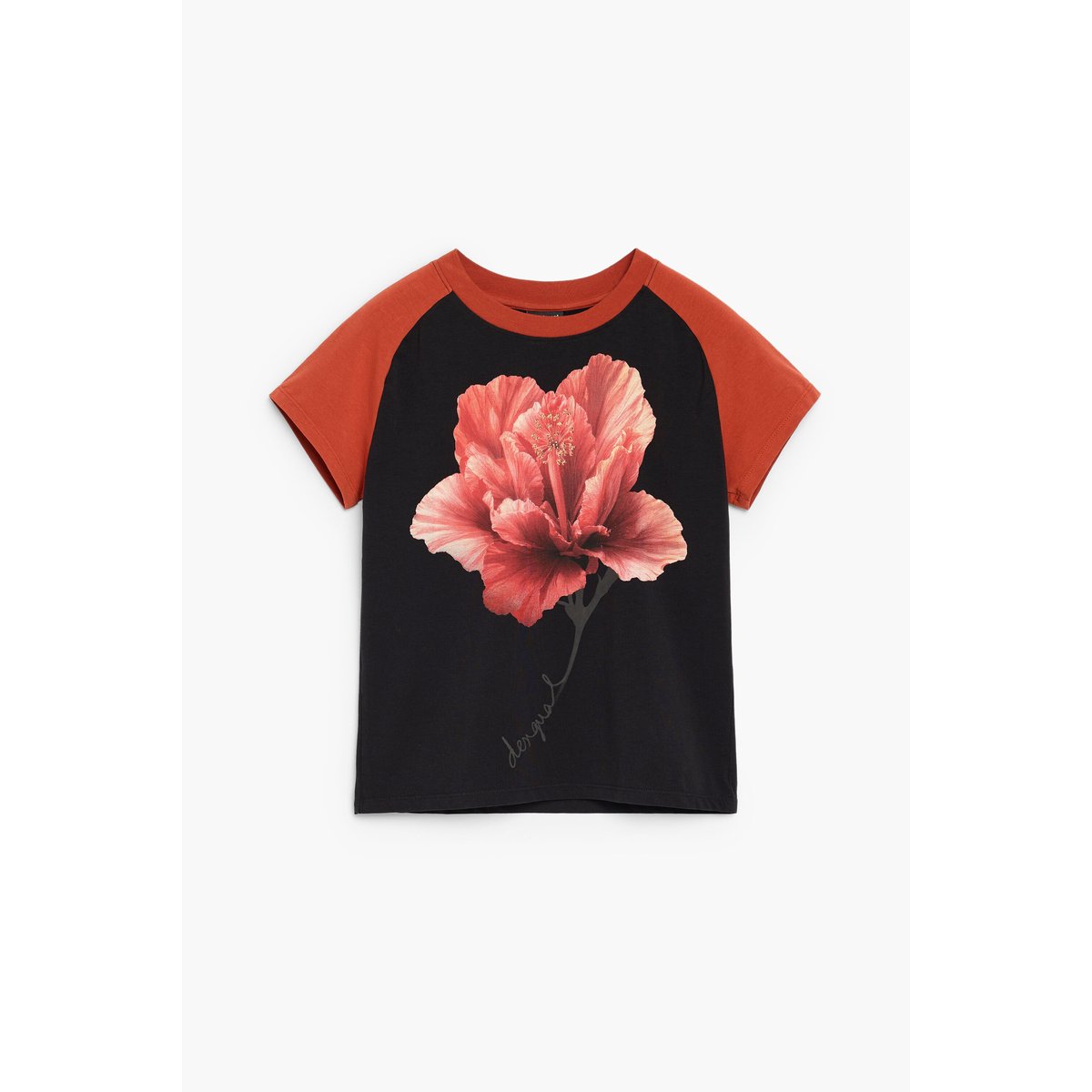 T-shirt à manches courtes imprimé noir, DESIGUAL