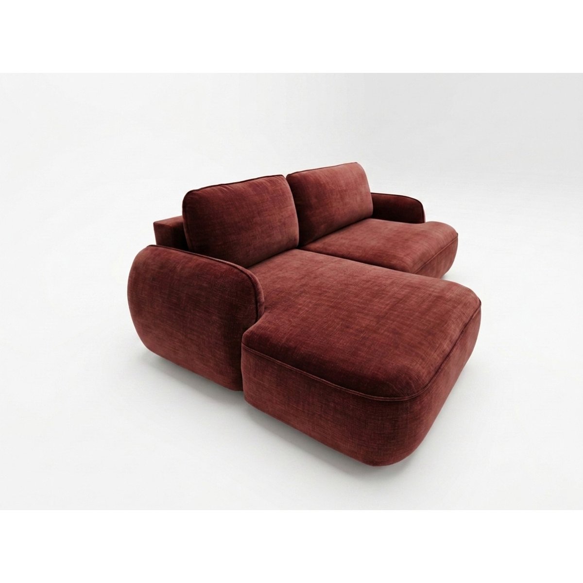 Canapé d'angle convertible 3 places en tissu lisse, CELESTE rouge, BOBOCHIC