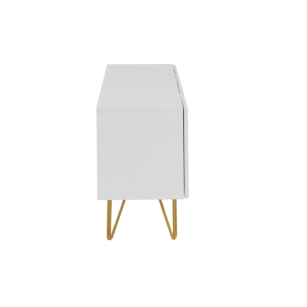 Meuble TV design gravé L140 cm OZEN blanc, MILIBOO