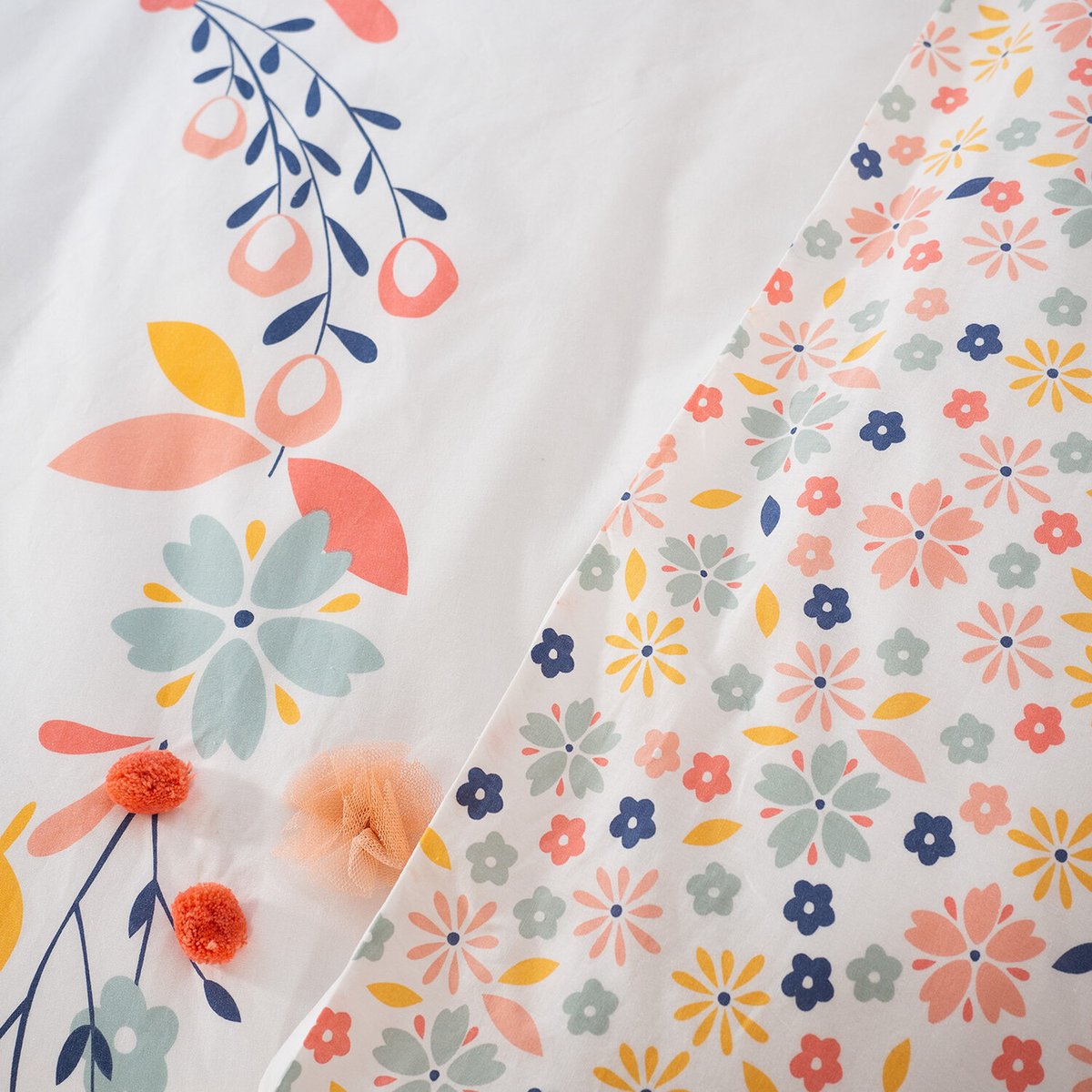 Parure de lit enfant coton, Hello rose, gris, blanc, C DESIGN HOME TEXTILE