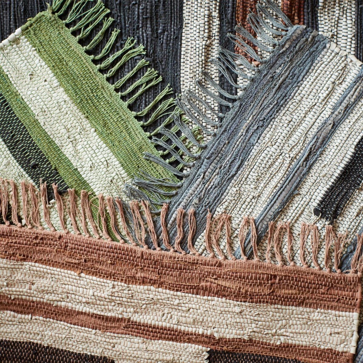 Tapis en cuir et coton 120 x 180 cm bleu, MADAM STOLTZ