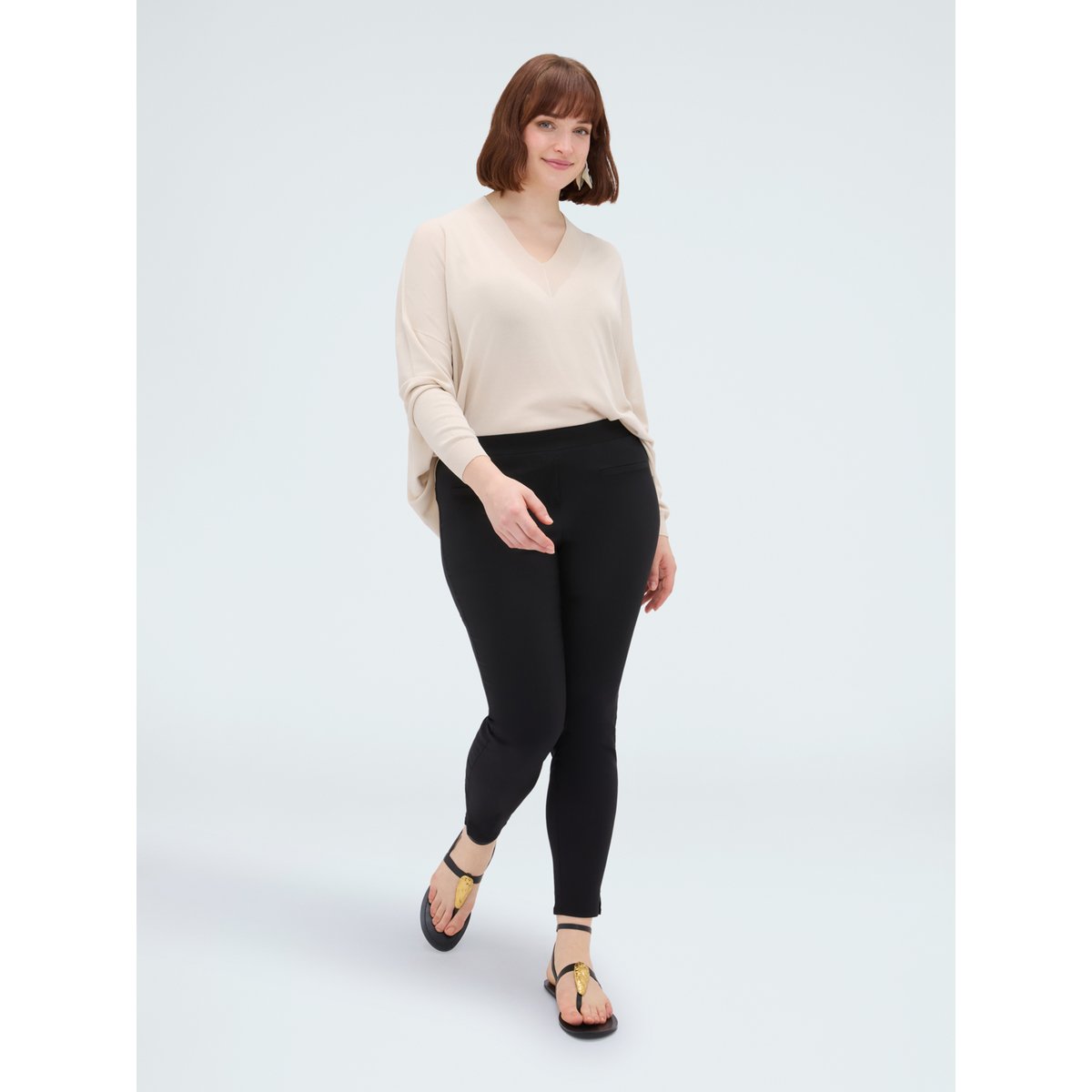 Pantalon Jeggings avec taille élastiquée noir, FIORELLA RUBINO