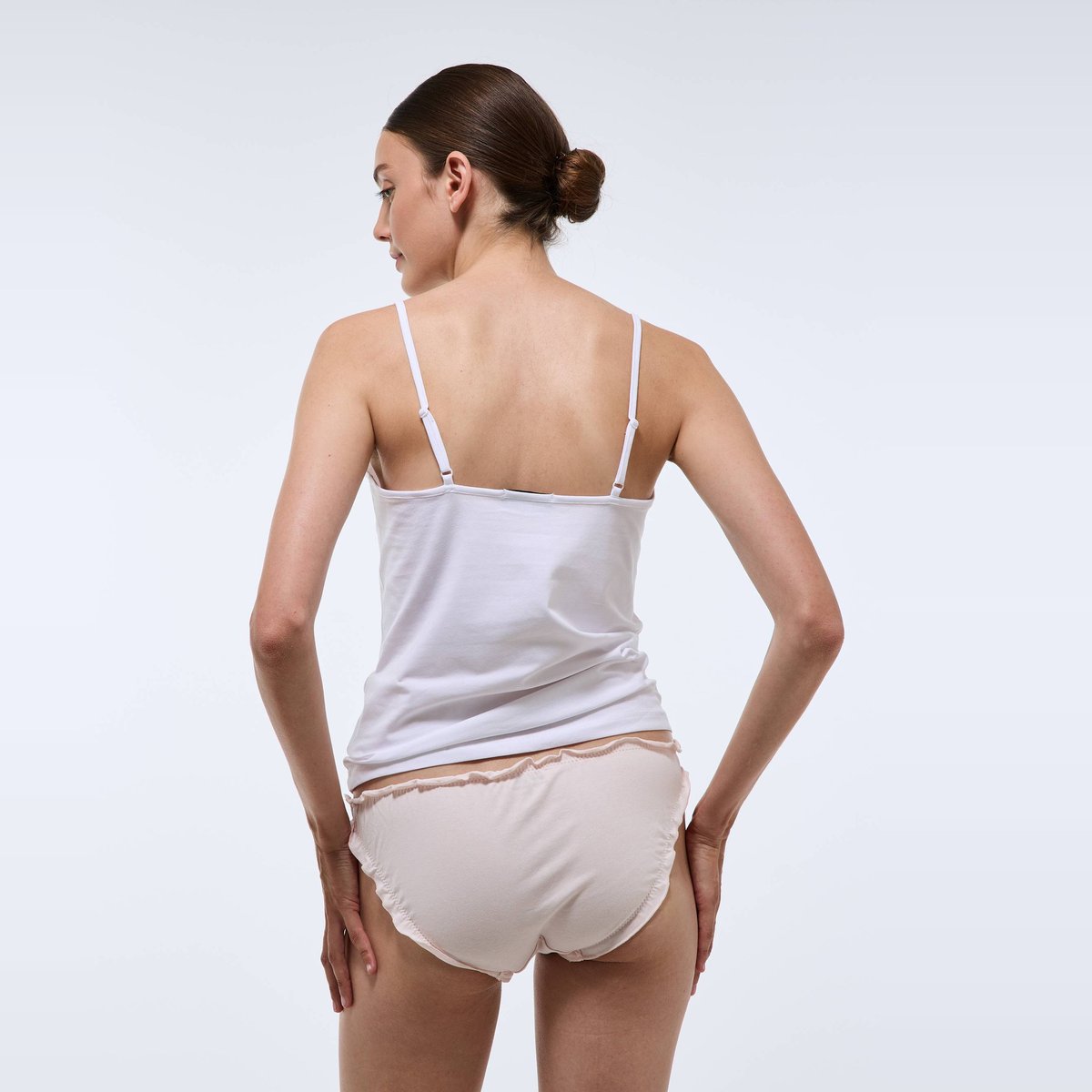 Lot de 3 culottes froufrou JULIE en coton BIO ivoire, MONOPRIX