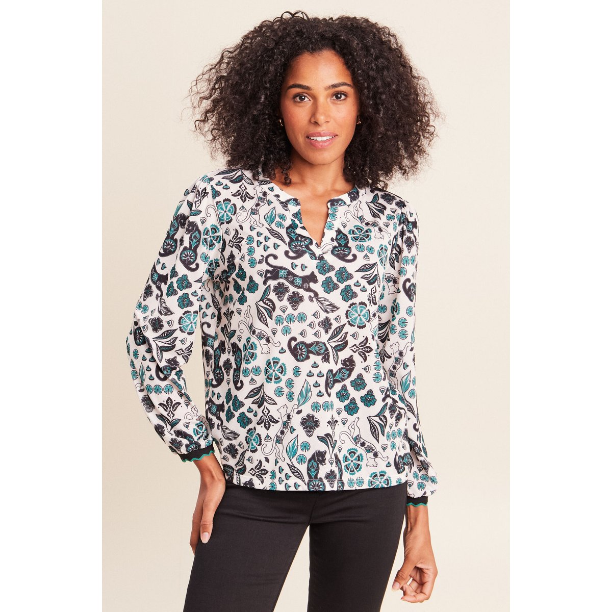 Blouse col tunisien manches longues blanc, BREAL