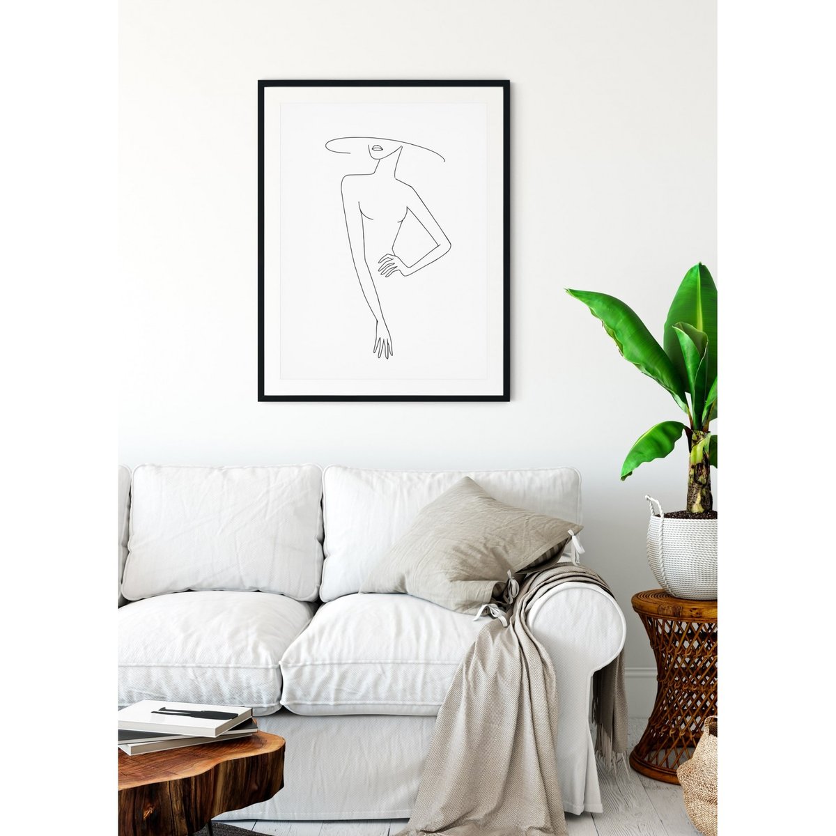 Affiche Line Art Women 4 blanc, L'AFFICHERIE