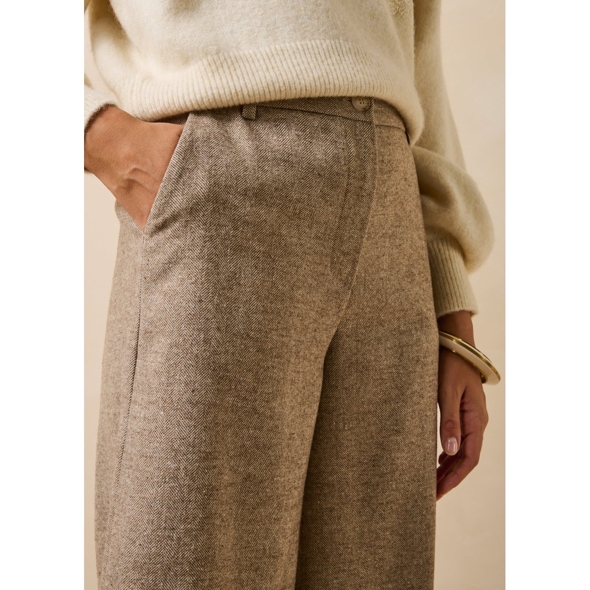 Bermuda long en tweed greige, LA FEE MARABOUTEE