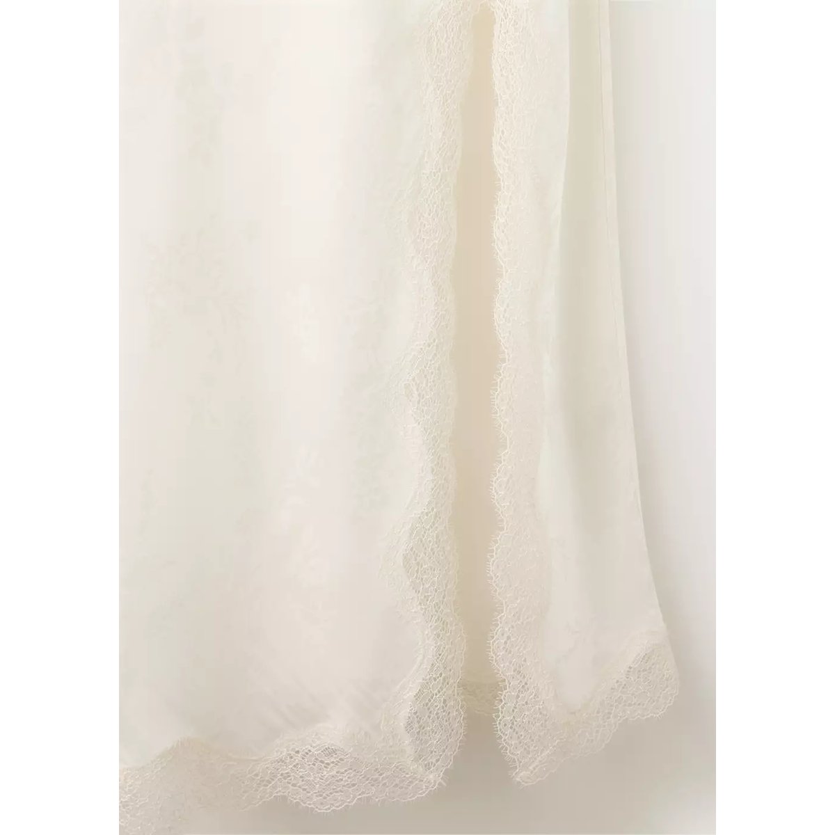 Robe jacquard en dentelle blanc, MANGO