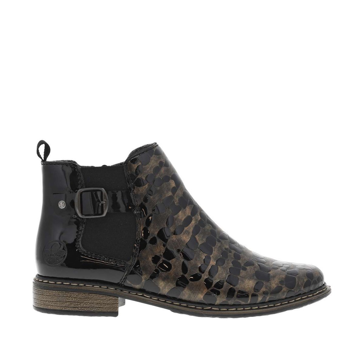 Boots cuir talon décroché bas bronze, RIEKER