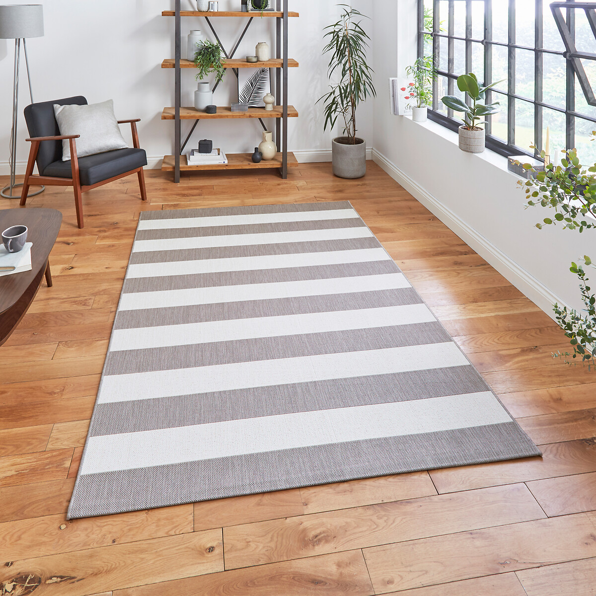 Striped Pattern Indoor/Outdoor Rug beige, SO'HOME