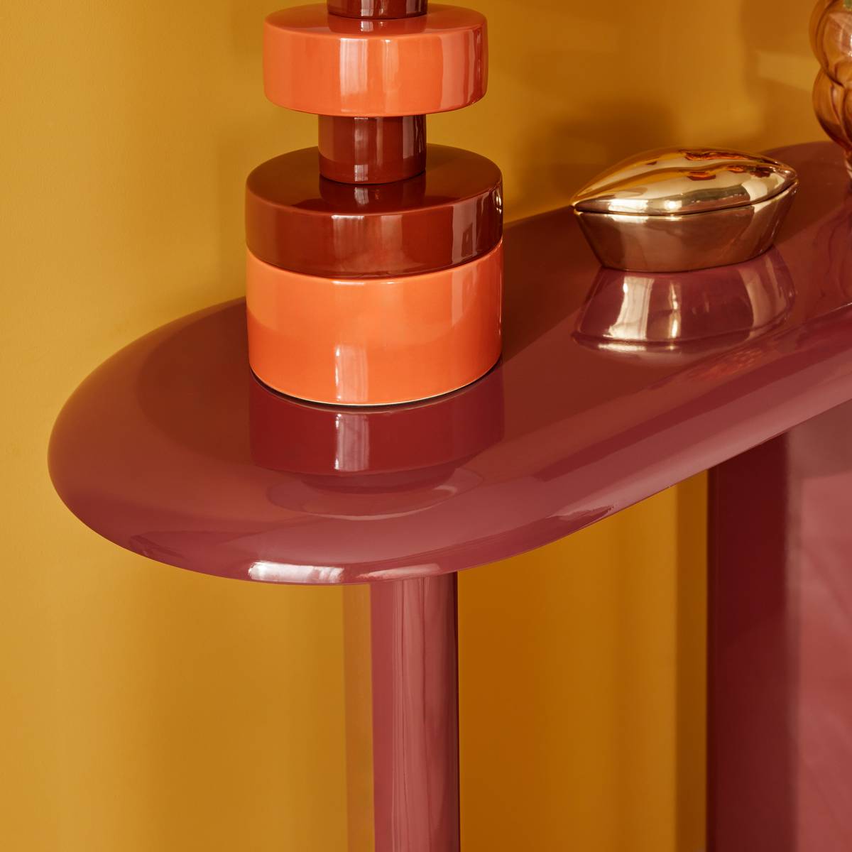 Console ovale finition glossy DOUGLAS bordeaux, ATMOSPHERA