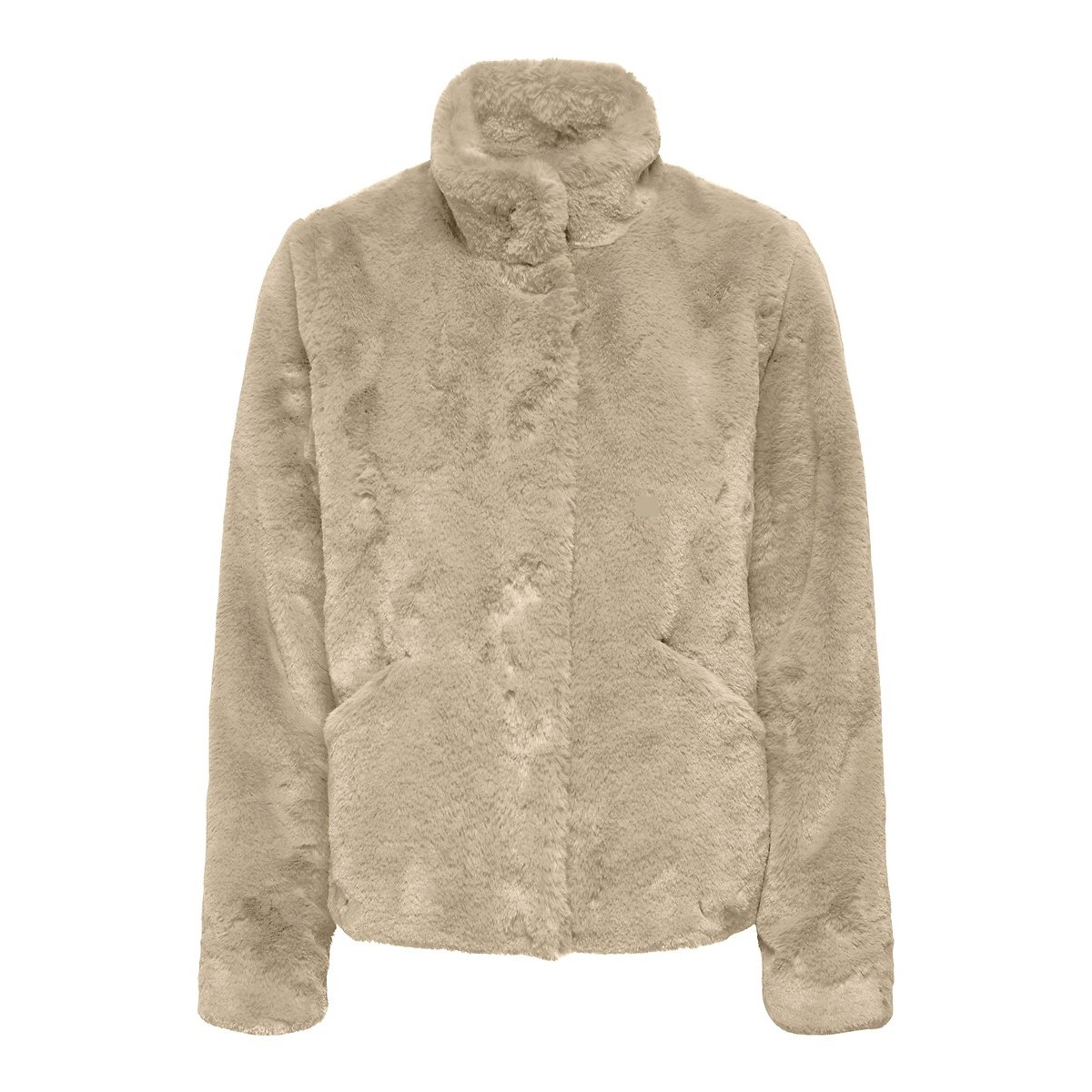 Manteau court en tissu duveteux beige, ONLY
