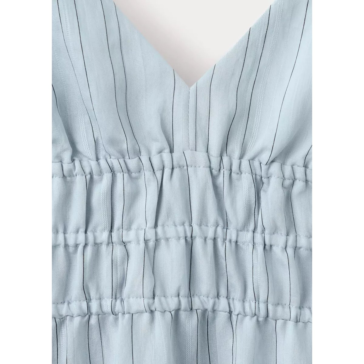 Robe froncée rayures bleu ciel, MANGO