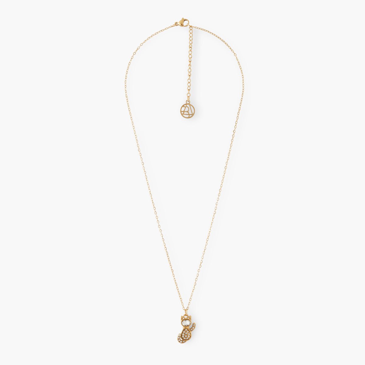 Collier family pendentif chat acier inoxydable doré, BALABOOSTE