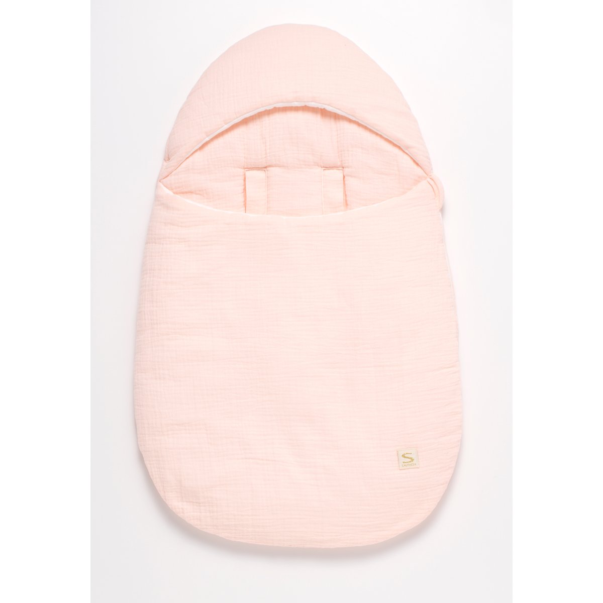 Nid d'ange bébé 5 attaches en double gaze de coton rose, SAUTHON