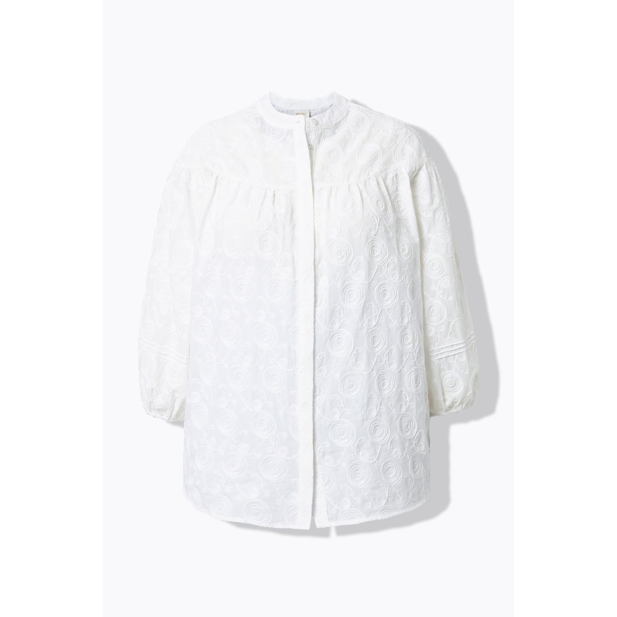 Chemisier en coton bio avec broderies blanc cassé, ULLA POPKEN