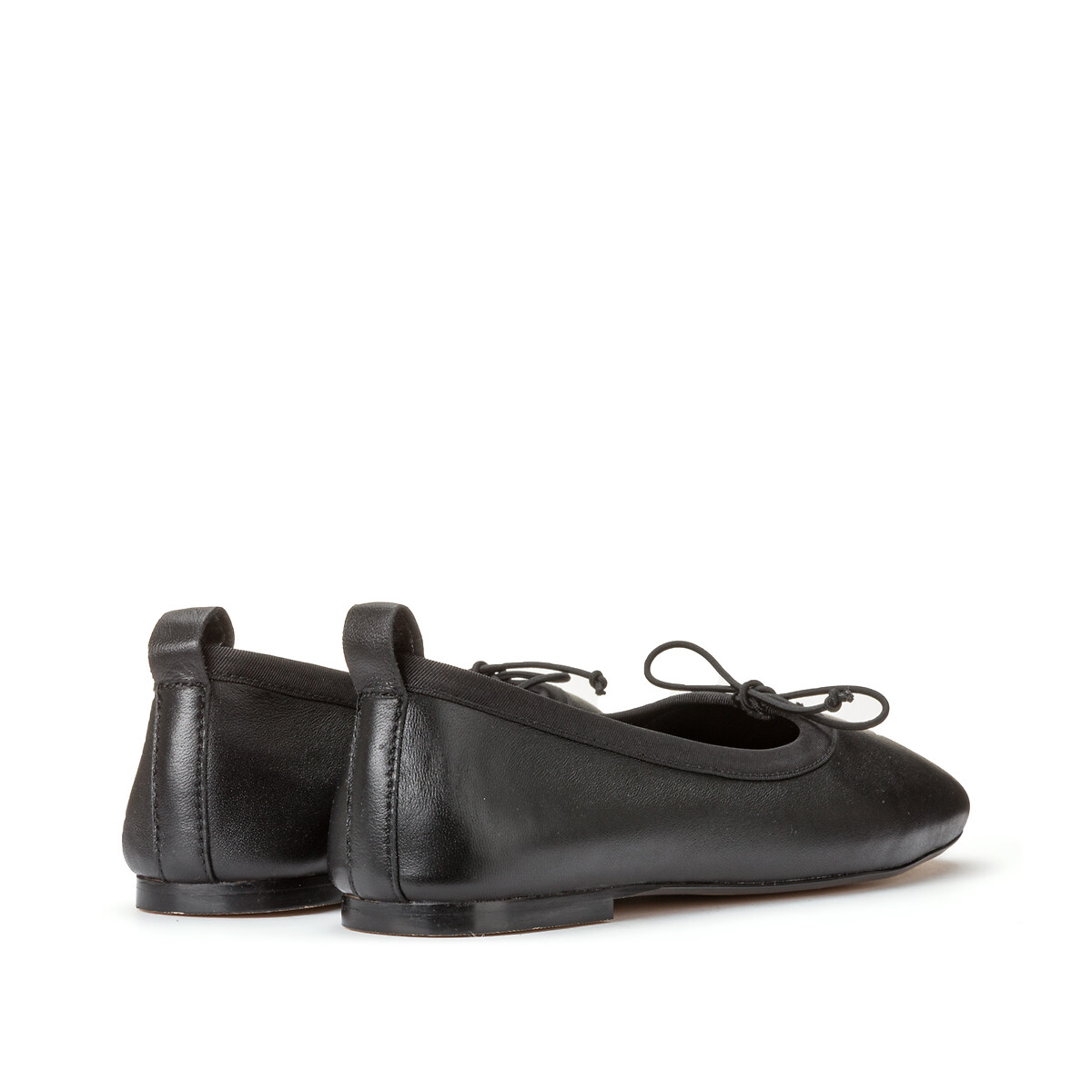 Leather Ballet Flats with Bow Detail black, LA REDOUTE COLLECTIONS
