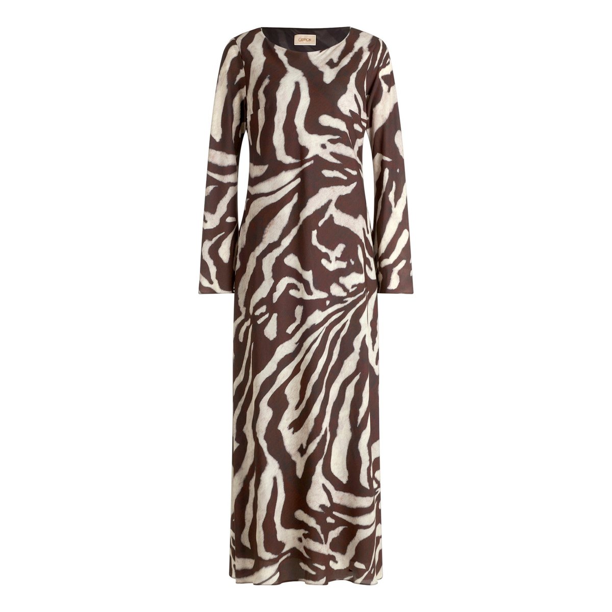 Robe longueur midi à manches longues blanc/marron, CARTOON