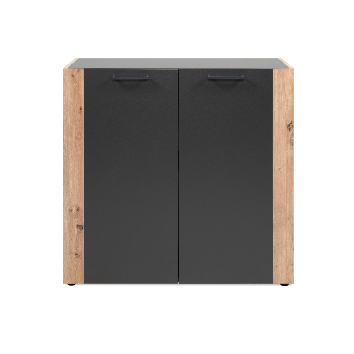 Commode 2 portes pieds noirs LUMA gris anthracite, CALICOSY