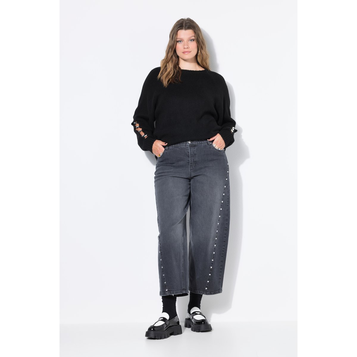 Jean barrel, coupe Wide Ballon Legs jean gris, STUDIO UNTOLD