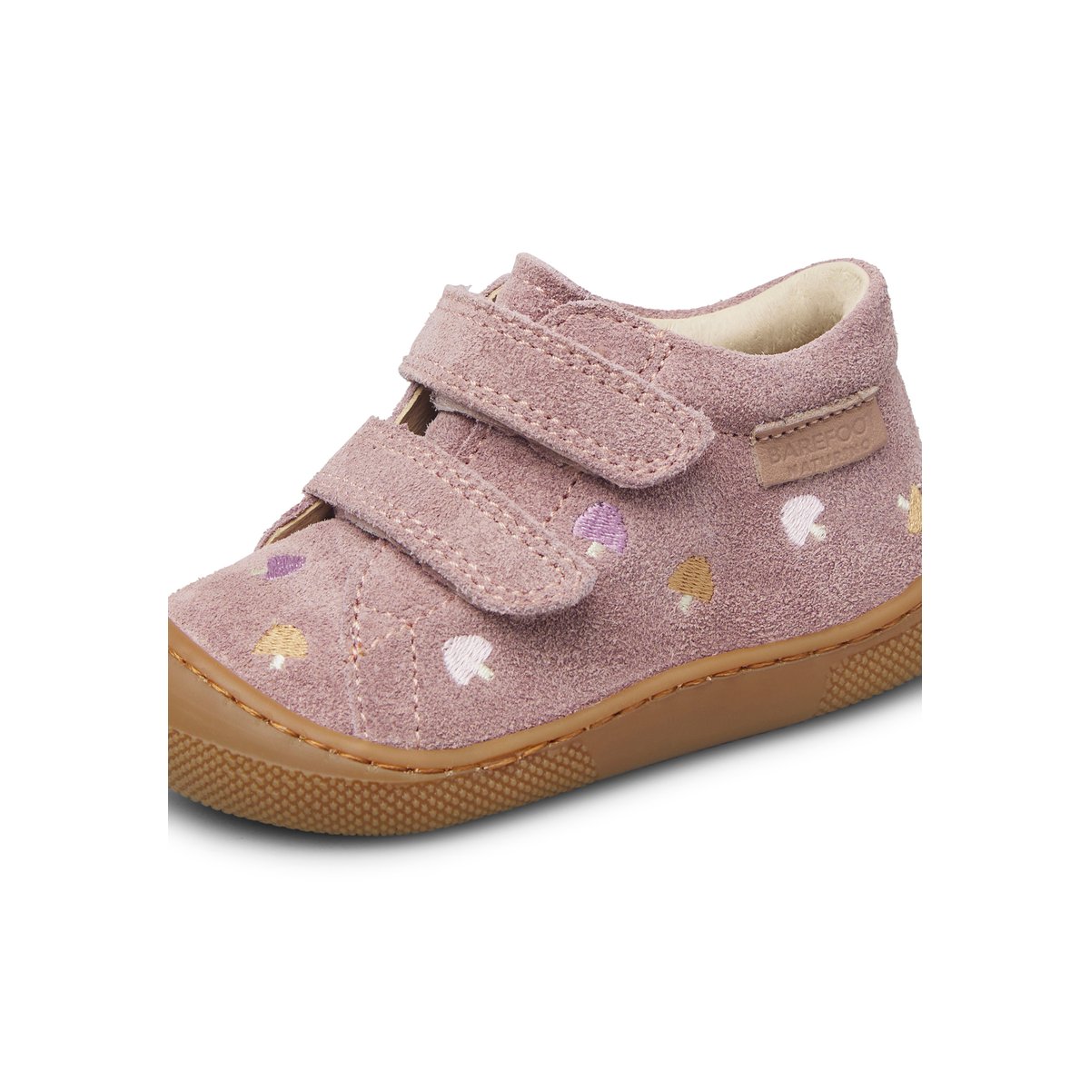 Chaussures premiers pas en suède BAREFOOT AMUR VL EMBR.MUSHROOM rose-rose clair, NATURINO