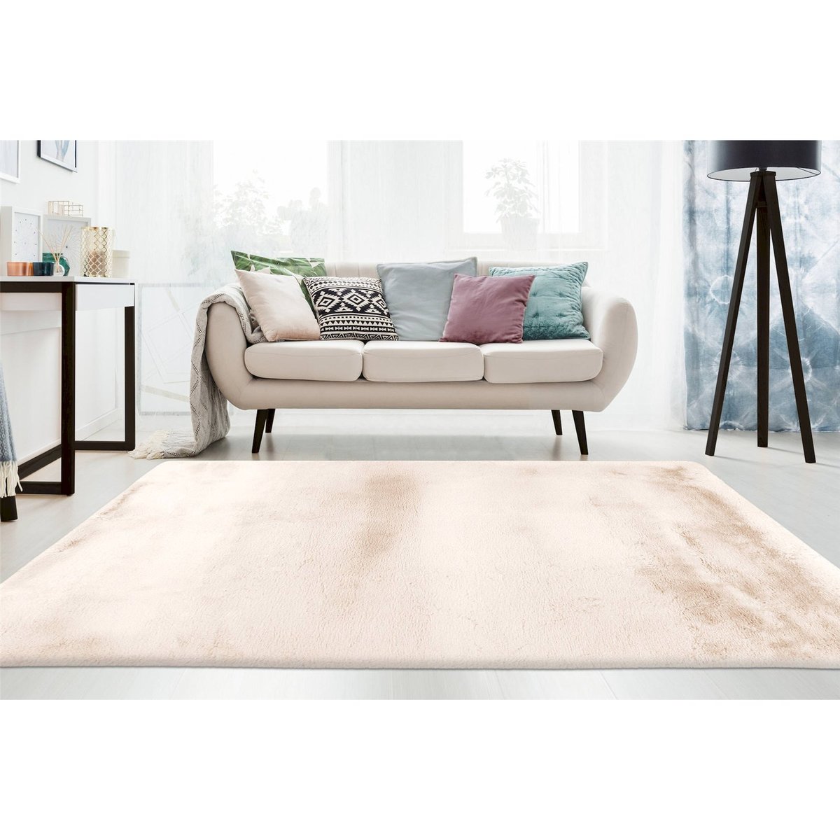 Tapis shaggy poils longs antidérapant ivoire crème lumineux, ARTE ESPINA