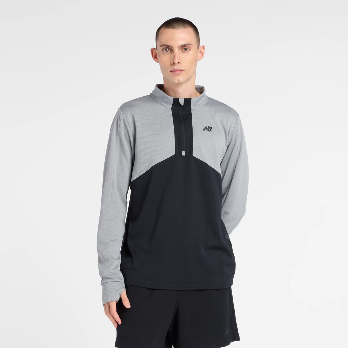 Utility Knit 1/4 Zip T-shirt col montant manches courtes. gris - yst, NEW BALANCE