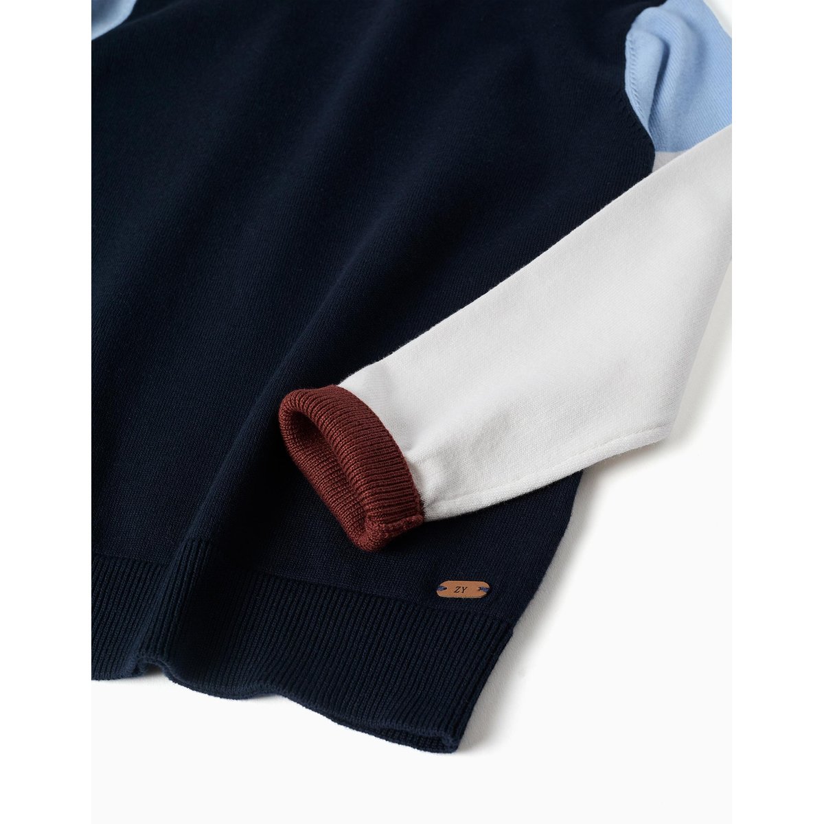 Pull en maille à blocs de couleur bleu foncé, ZIPPY