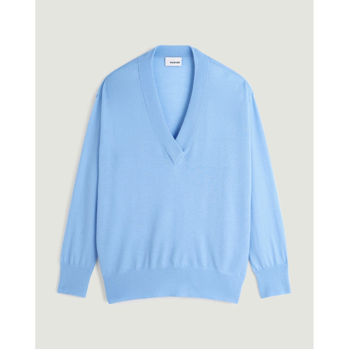 Pull col V oversize en cachemire bleu pale, RODIER
