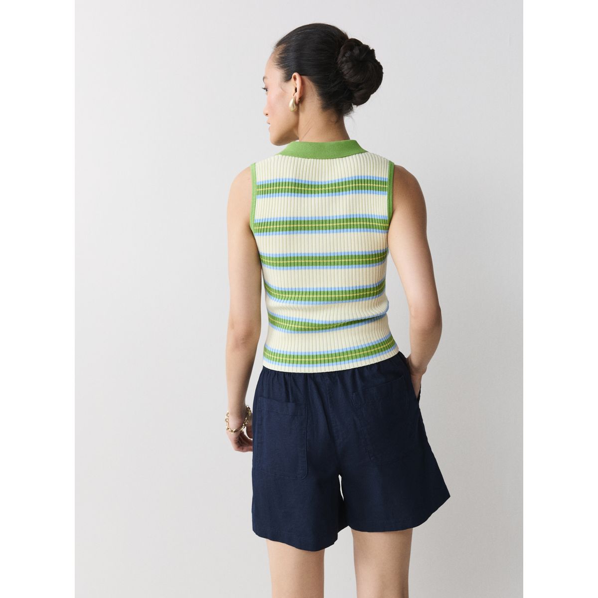 Short d’été en lin majoritaire bleu marine, NEXT