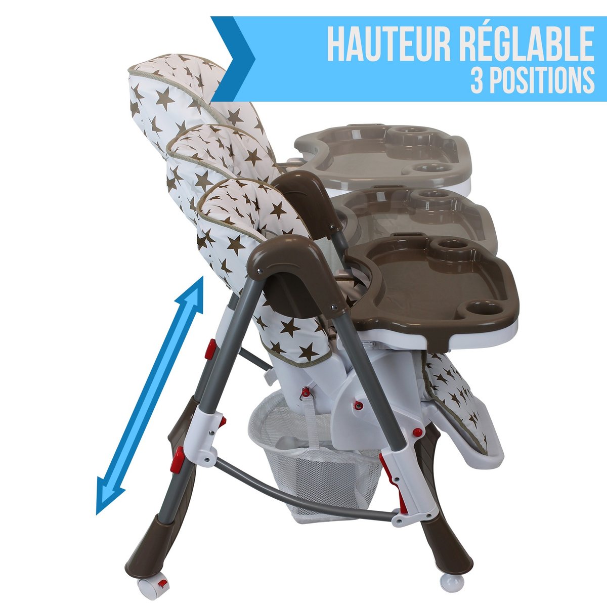 Chaise haute bébé pliable rouge, MONSIEUR BEBE