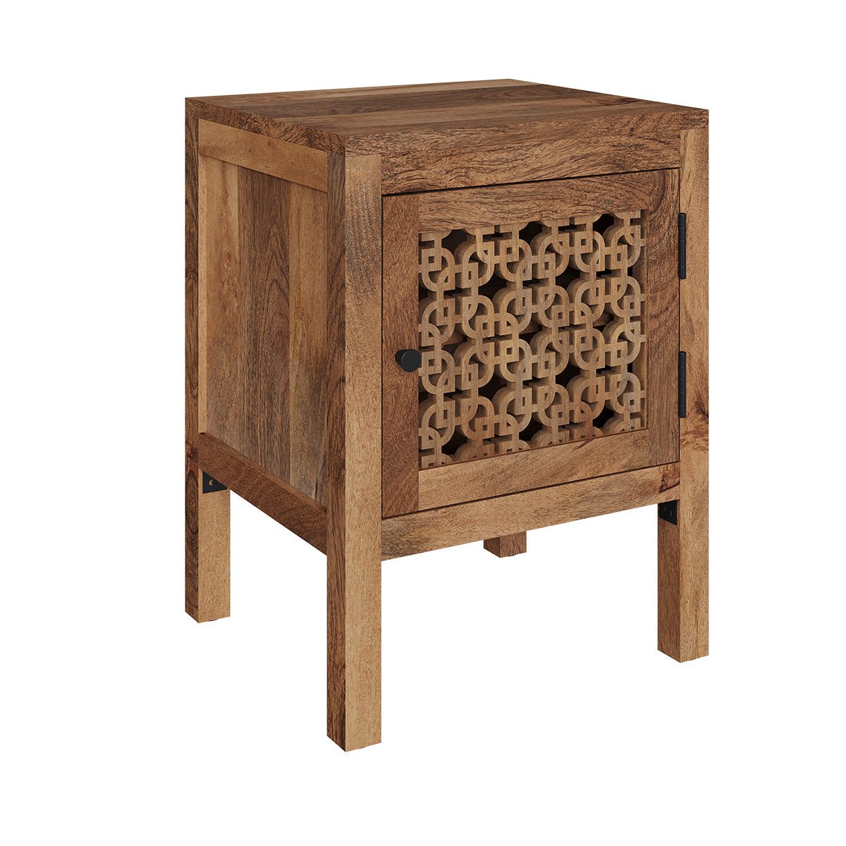 Table de chevet ajourée en bois de manguier - JAYA bois foncé, MAISON PAVANE