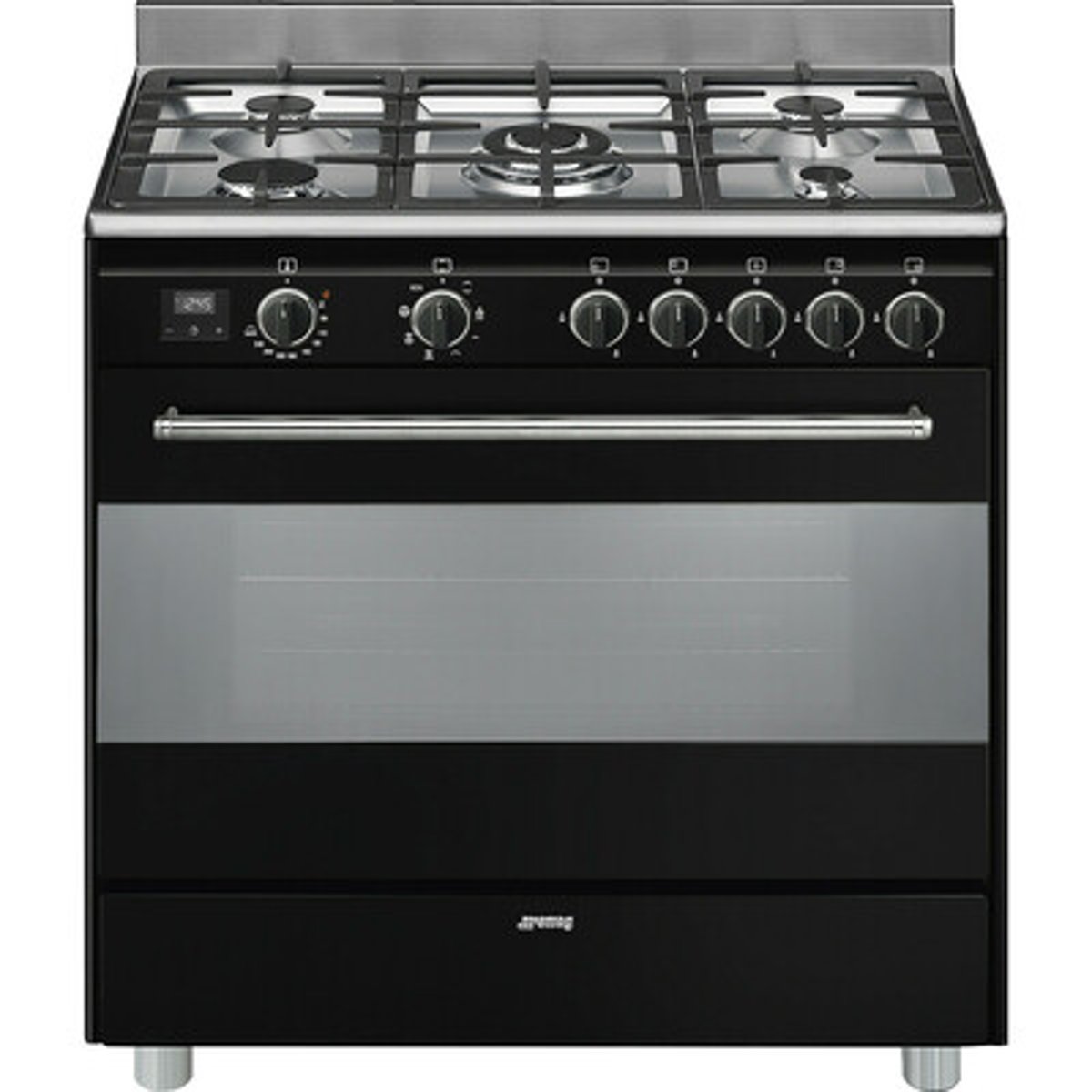 Piano de cuisson gaz 5 feux 90 cm BG91C noir, SMEG