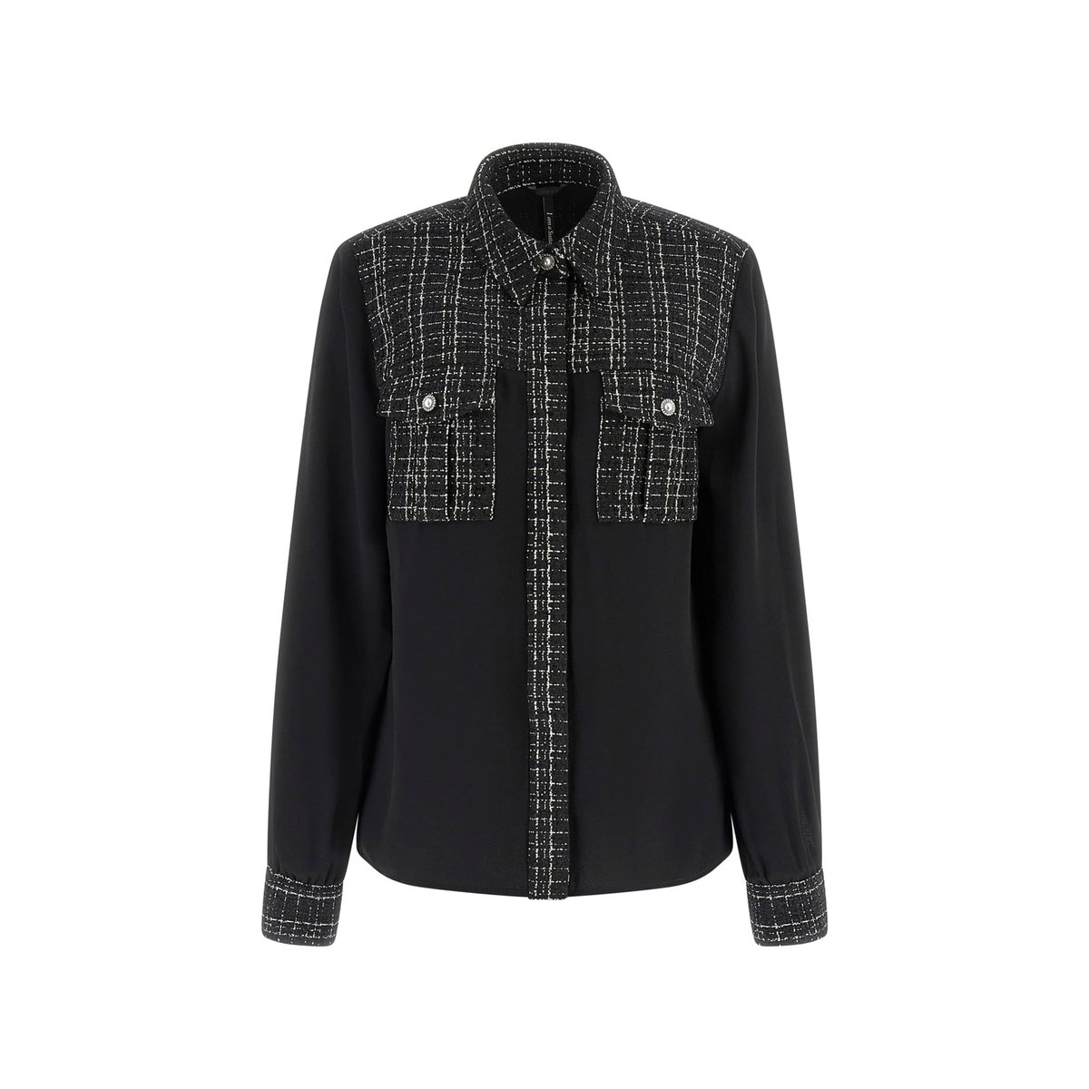 Chemise Tweed Bouclé noir, GUESS