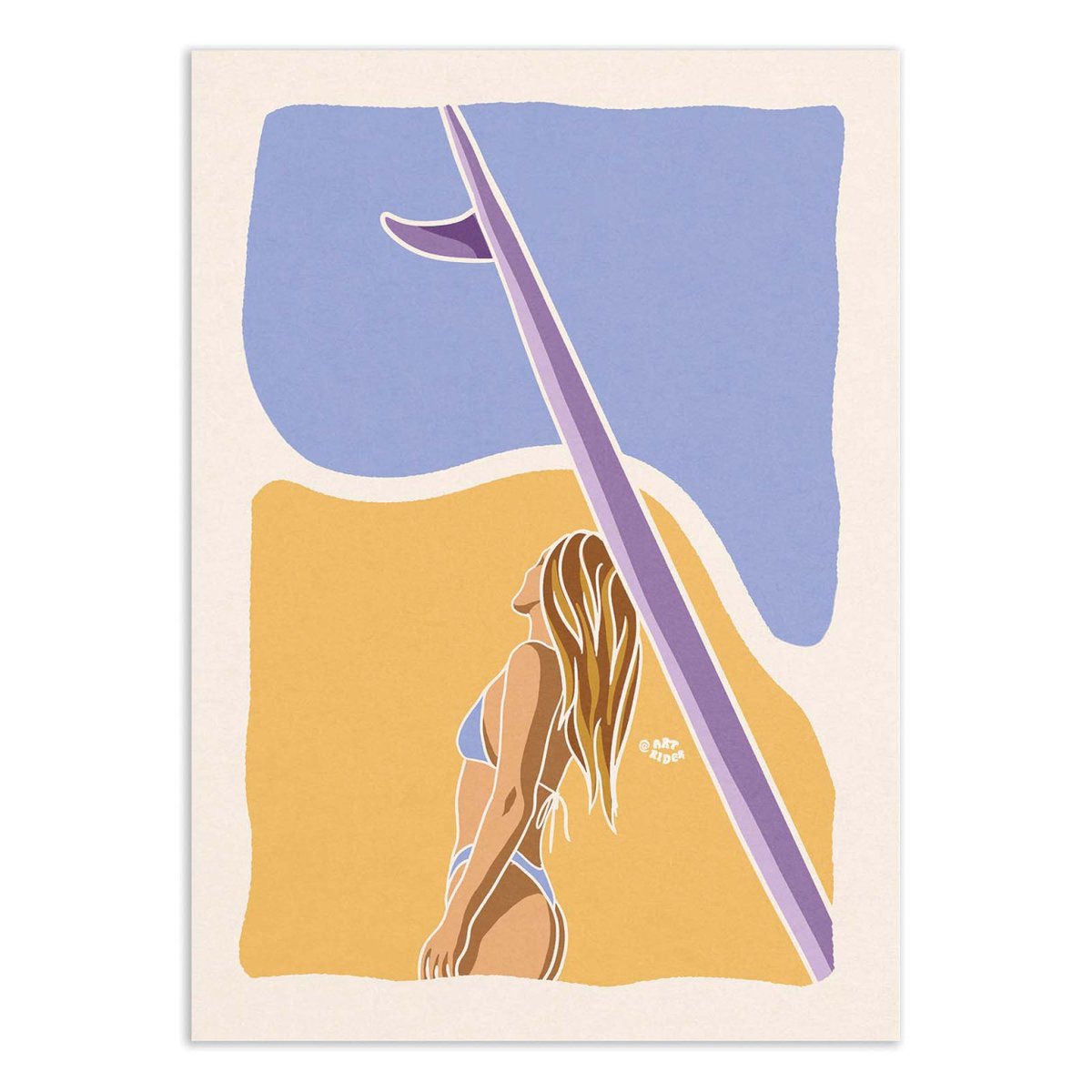 Affiche d'art - Surfeuse Longboard - Art Rider couleur unique, WALL EDITIONS