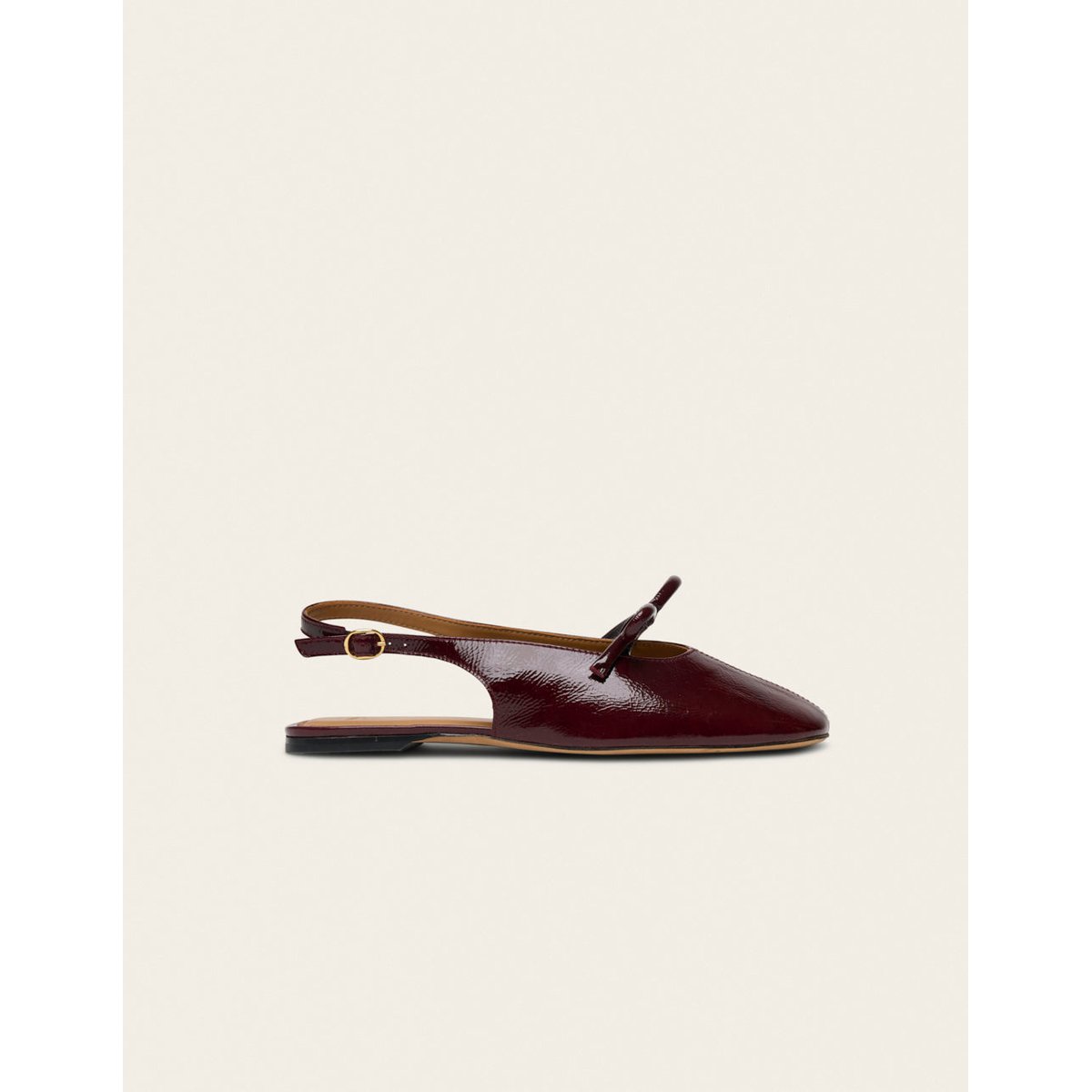 Ballerines YUNA cuir plissé verni bordeaux, ODAJE
