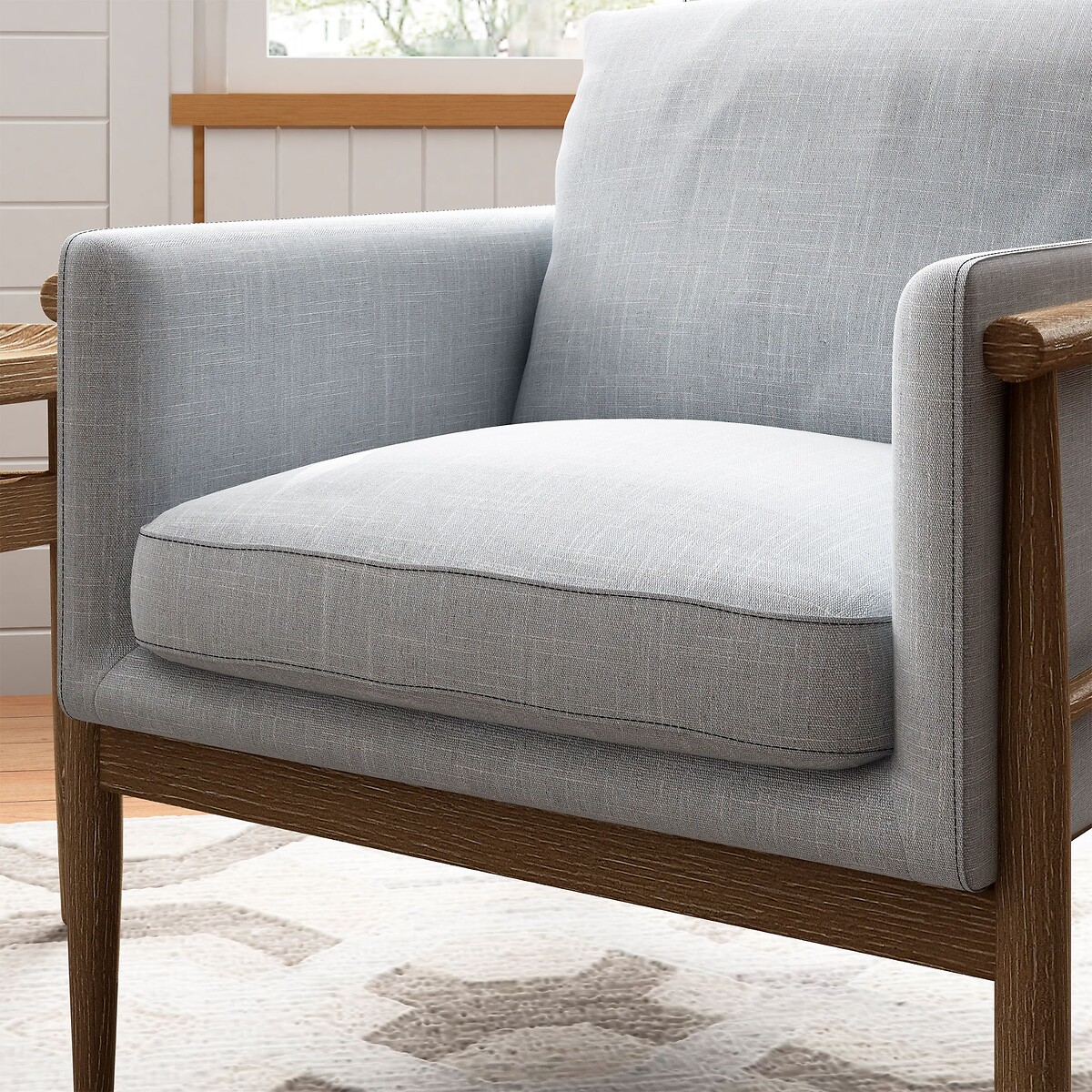Alaric Mid-Century Linen and Solid Wood Chair grey, SO'HOME