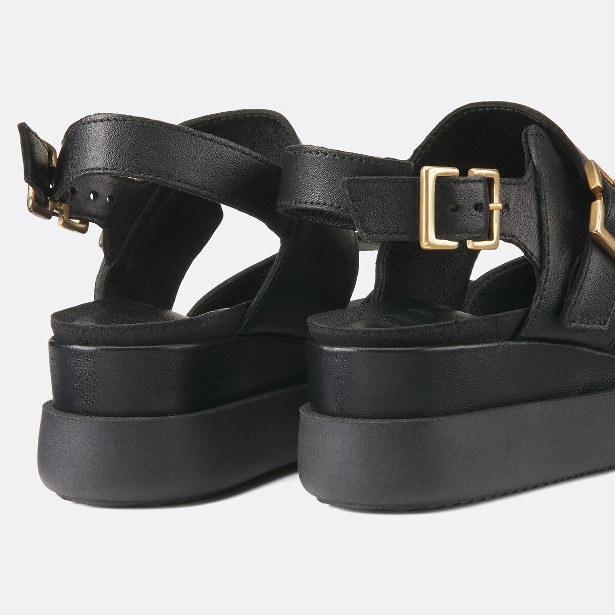 Leather Wedge Sandals black, MJUS