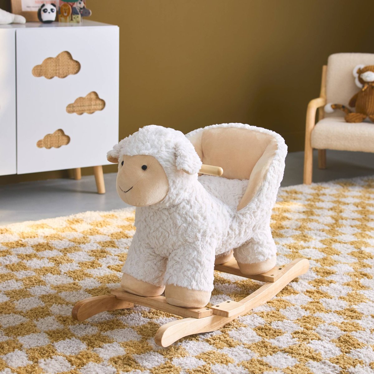 Fauteuil mouton à bascule pour enfant MAROA blanc, SWEEEK