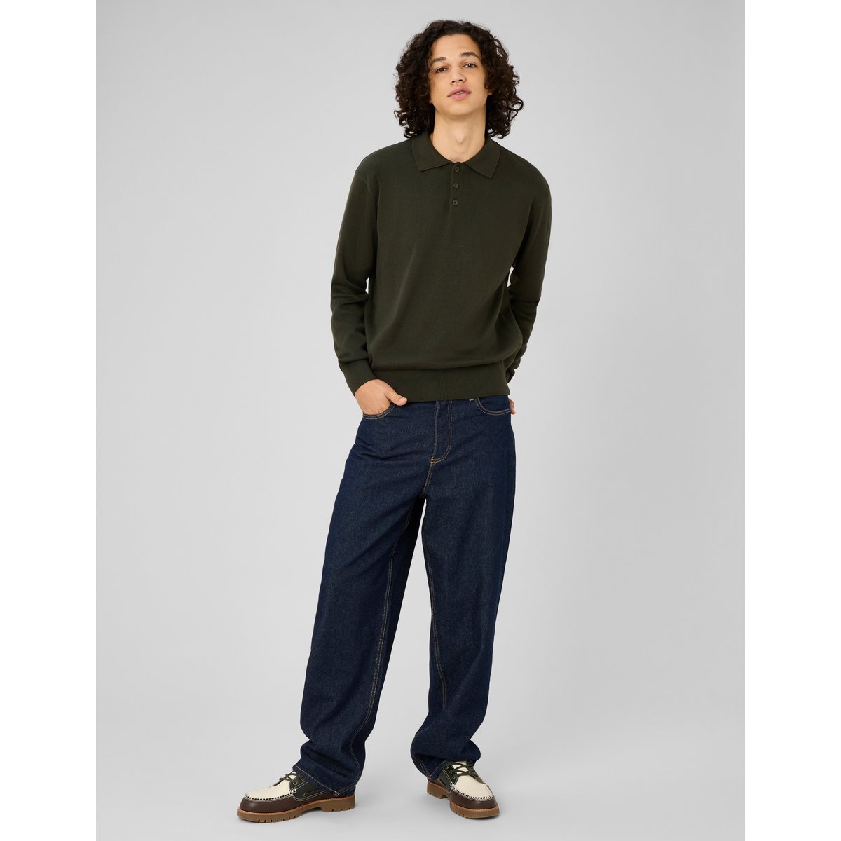Pull col polo kaki, BZB