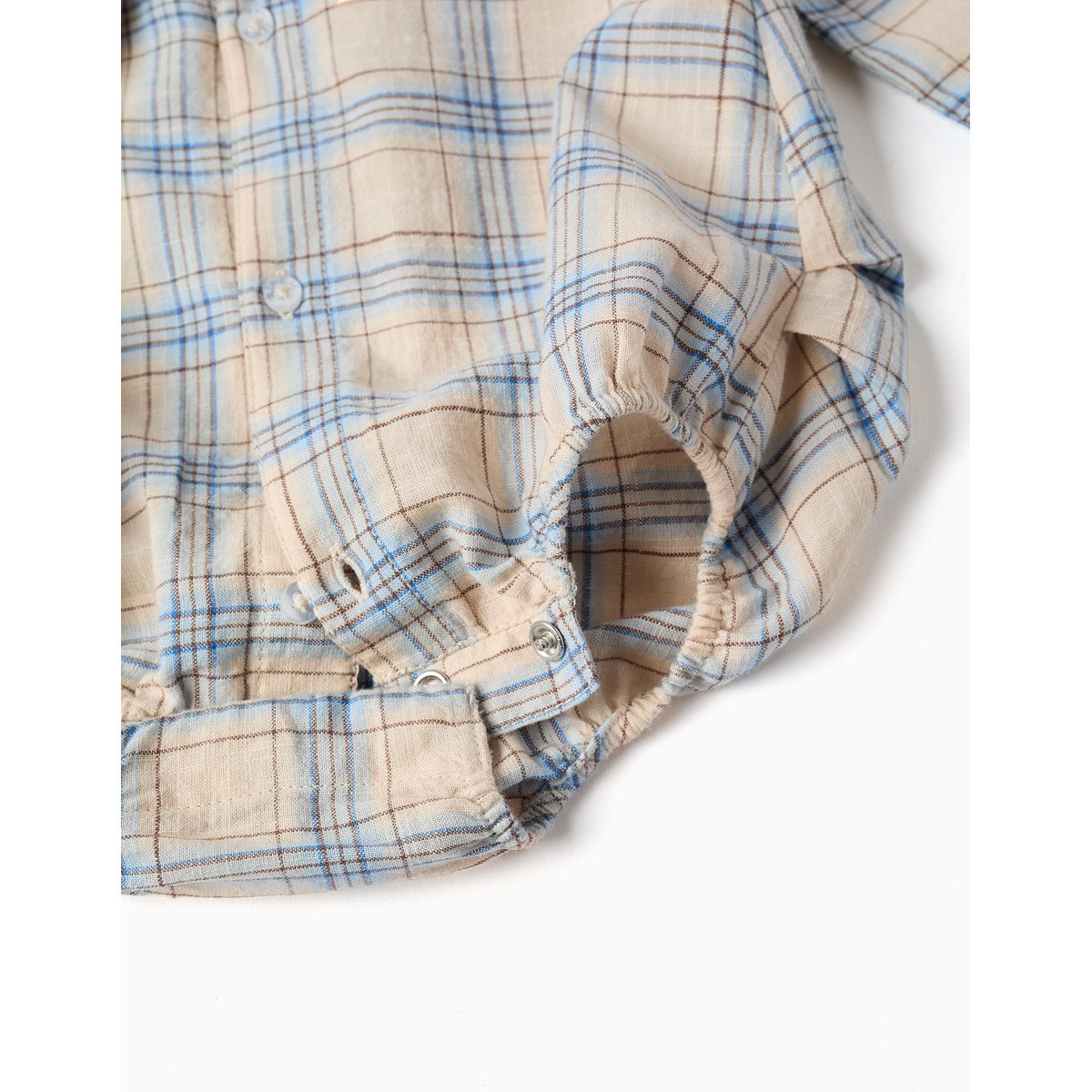 Body-chemise en coton à motif à carreaux gris clair, ZIPPY