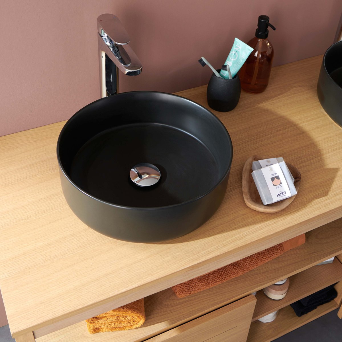 Meuble double +vasque +miroir ATOLL bois clair, MOB IN