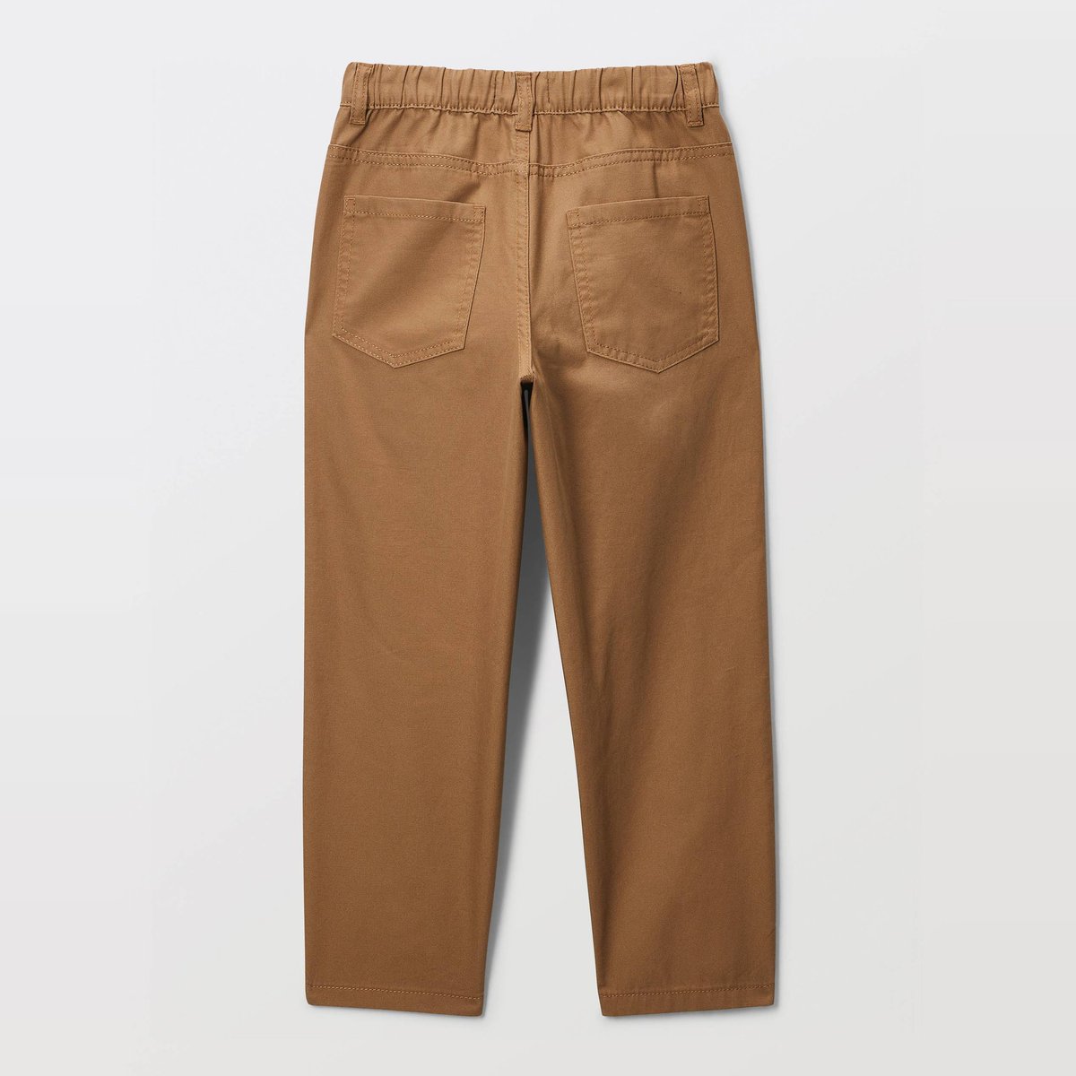 Pantalon droit élastiqué uni en coton gabardine, MONOPRIX