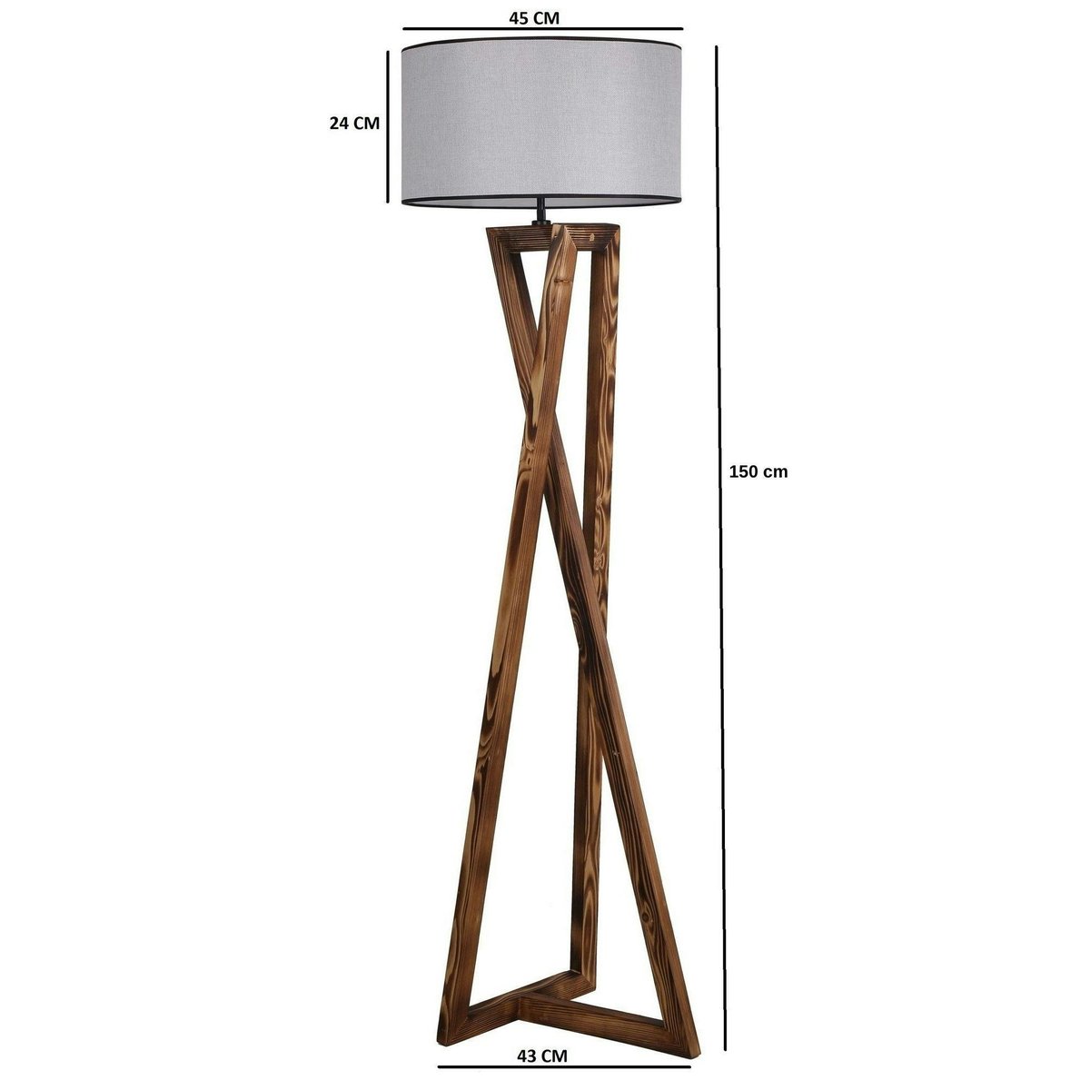 Lampadaire trépied croisé KILIS gris, PIER IMPORT