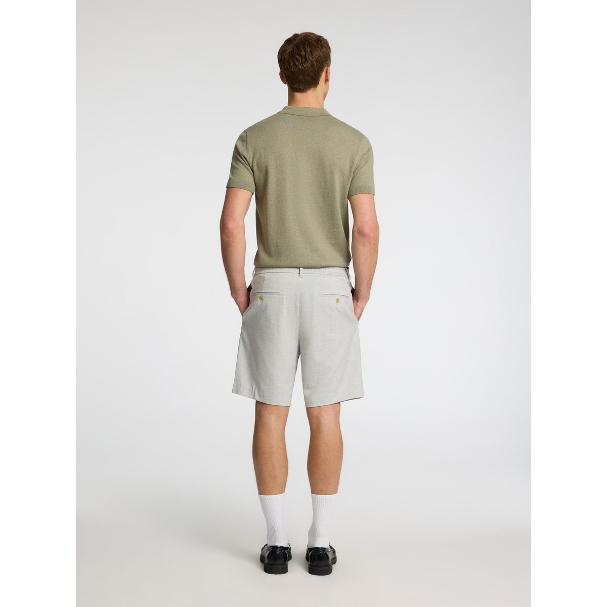 Short gris - light grey melange, SELECTED